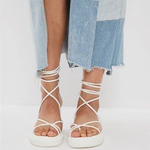 American Eagle - lace up platform sandal, white